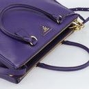 PRADA Galleria Hand Bag Saffiano leather 2way Purple Gold Auth 188851V-6