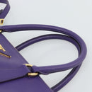 PRADA Galleria Hand Bag Saffiano leather 2way Purple Gold Auth 188851V-14