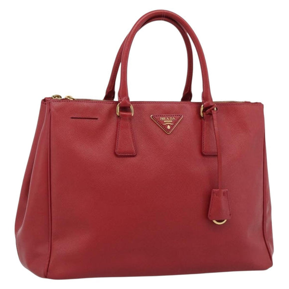 PRADA Galleria Hand Bag Saffiano leather Red Gold Auth 188852V
