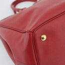PRADA Galleria Hand Bag Saffiano leather Red Gold Auth 188852V-11