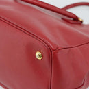 PRADA Galleria Hand Bag Saffiano leather Red Gold Auth 188852V-12