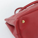 PRADA Galleria Hand Bag Saffiano leather Red Gold Auth 188852V-13