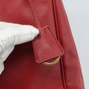 PRADA Galleria Hand Bag Saffiano leather Red Gold Auth 188852V-14