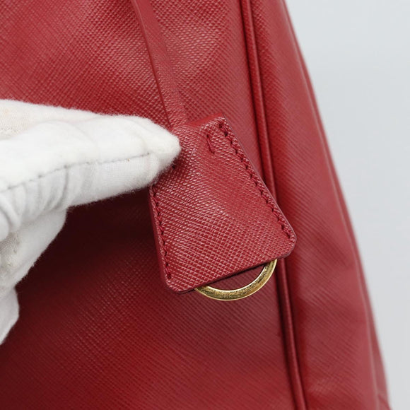 PRADA Galleria Hand Bag Saffiano leather Red Gold Auth 188852V