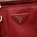 PRADA Galleria Hand Bag Saffiano leather Red Gold Auth 188852V-15