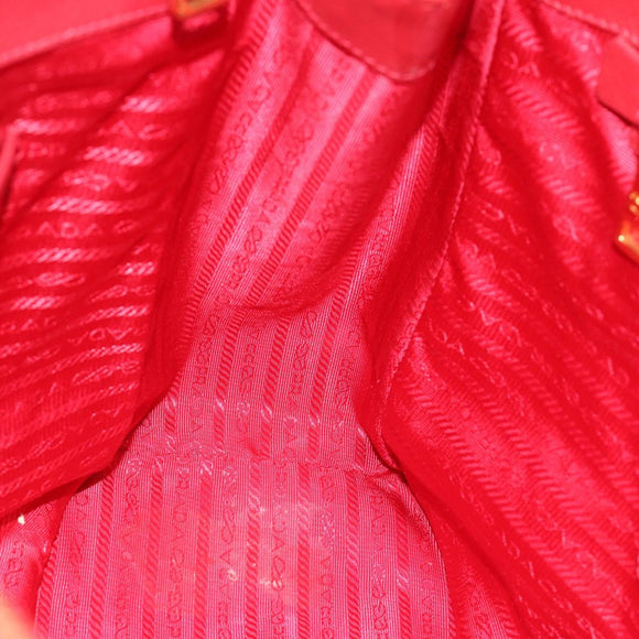 PRADA Galleria Hand Bag Saffiano leather Red Gold Auth 188852V