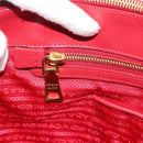 PRADA Galleria Hand Bag Saffiano leather Red Gold Auth 188852V-20