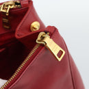PRADA Galleria Hand Bag Saffiano leather Red Gold Auth 188852V-23