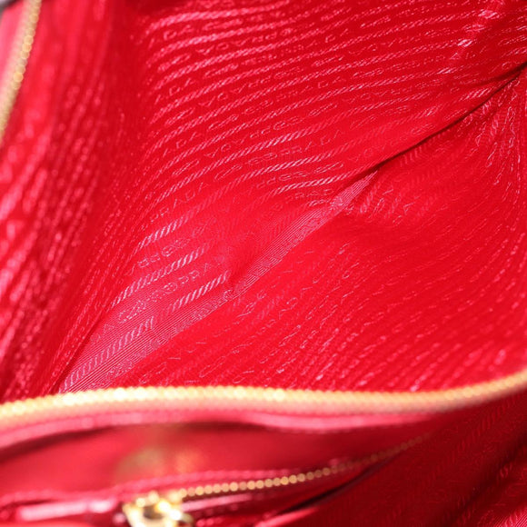PRADA Galleria Hand Bag Saffiano leather Red Gold Auth 188852V
