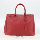 PRADA Galleria Hand Bag Saffiano leather Red Gold Auth 188852V-27