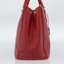 PRADA Galleria Hand Bag Saffiano leather Red Gold Auth 188852V-4