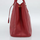 PRADA Galleria Hand Bag Saffiano leather Red Gold Auth 188852V-5