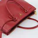 PRADA Galleria Hand Bag Saffiano leather Red Gold Auth 188852V-6