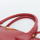 PRADA Galleria Hand Bag Saffiano leather Red Gold Auth 188852V-8