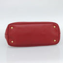PRADA Galleria Hand Bag Saffiano leather Red Gold Auth 188852V-9