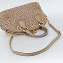 Miu Miu Matelasse Hand Bag Leather 2way Pink Gold Auth 188853-9