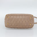 Miu Miu Matelasse Hand Bag Leather 2way Pink Gold Auth 188853-5