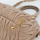 Miu Miu Matelasse Hand Bag Leather 2way Pink Gold Auth 188853-16