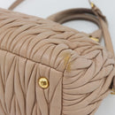 Miu Miu Matelasse Hand Bag Leather 2way Pink Gold Auth 188853-18