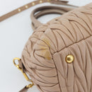 Miu Miu Matelasse Hand Bag Leather 2way Pink Gold Auth 188853-19