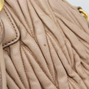 Miu Miu Matelasse Hand Bag Leather 2way Pink Gold Auth 188853-10