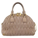 Miu Miu Matelasse Hand Bag Leather 2way Pink Gold Auth 188853-13