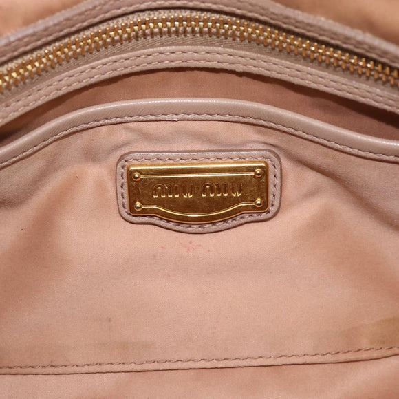 Miu Miu Matelasse Hand Bag Leather 2way Pink Gold Auth 188853