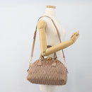 Miu Miu Matelasse Hand Bag Leather 2way Pink Gold Auth 188853-28