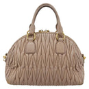 Miu Miu Matelasse Hand Bag Leather 2way Pink Gold Auth 188853-2