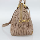 Miu Miu Matelasse Hand Bag Leather 2way Pink Gold Auth 188853-3