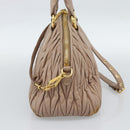 Miu Miu Matelasse Hand Bag Leather 2way Pink Gold Auth 188853-4