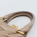 Miu Miu Matelasse Hand Bag Leather 2way Pink Gold Auth 188853-14