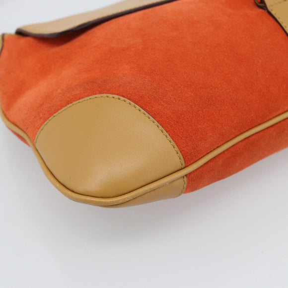 GUCCI Bamboo Shoulder Bag Suede Brown Gold Auth 188854V