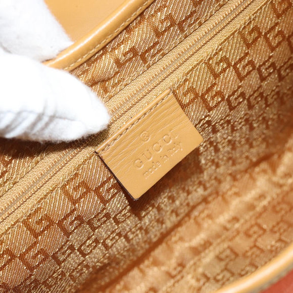 GUCCI Bamboo Shoulder Bag Suede Brown Gold Auth 188854V