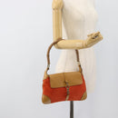 GUCCI Bamboo Shoulder Bag Suede Brown Gold Auth 188854V-21