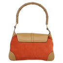 GUCCI Bamboo Shoulder Bag Suede Brown Gold Auth 188854V-3