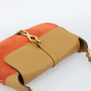 GUCCI Bamboo Shoulder Bag Suede Brown Gold Auth 188854V-6