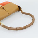 GUCCI Bamboo Shoulder Bag Suede Brown Gold Auth 188854V-7