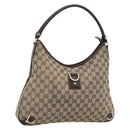 GUCCI GG Canvas Abbey Shoulder Bag Beige Gold 130737 Auth 188855V-1