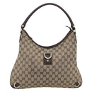 GUCCI GG Canvas Abbey Shoulder Bag Beige Gold 130737 Auth 188855V-13