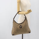 GUCCI GG Canvas Abbey Shoulder Bag Beige Gold 130737 Auth 188855V-23