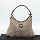 GUCCI GG Canvas Abbey Shoulder Bag Beige Gold 130737 Auth 188855V-12