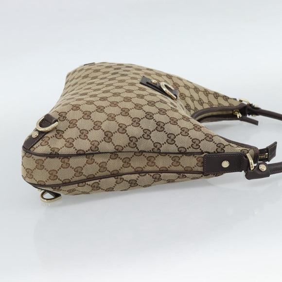 GUCCI GG Canvas Abbey Shoulder Bag Beige Gold 130737 Auth 188855V