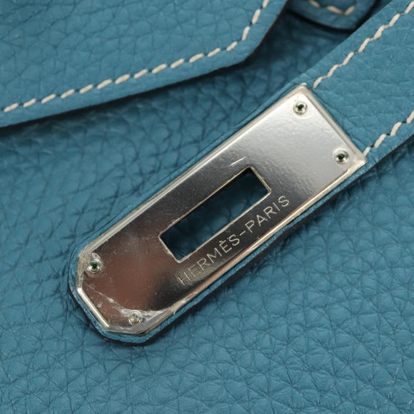 HERMES Birkin 35 Hand Bag Taurillon Leather Light Blue Silver Auth 188857SM