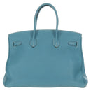 HERMES Birkin 35 Hand Bag Taurillon Leather Light Blue Silver Auth 188857SM-2