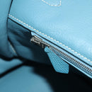 HERMES Birkin 35 Hand Bag Taurillon Leather Light Blue Silver Auth 188857SM-34