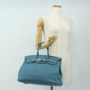 HERMES Birkin 35 Hand Bag Taurillon Leather Light Blue Silver Auth 188857SM-38