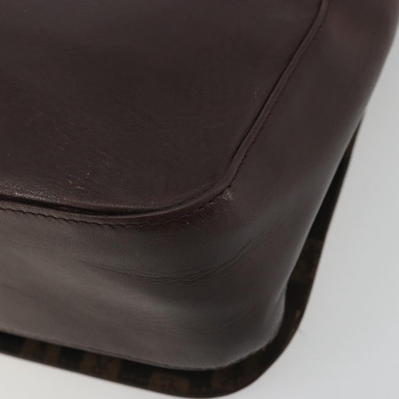 SAINT LAURENT Shoulder Bag Leather Brown Gold Auth 188860