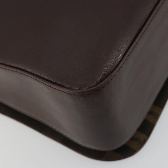 SAINT LAURENT Shoulder Bag Leather Brown Gold Auth 188860