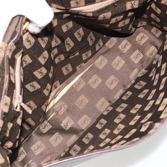 SAINT LAURENT Shoulder Bag Leather Brown Gold Auth 188860
